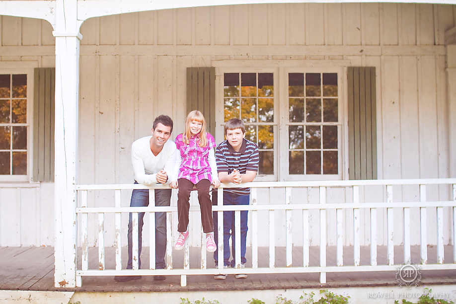 Family portraits on white porch Scotsdale Farms
