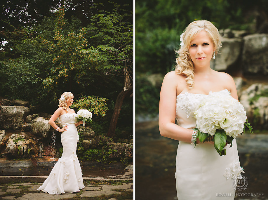 Garden wedding portraits of the bride