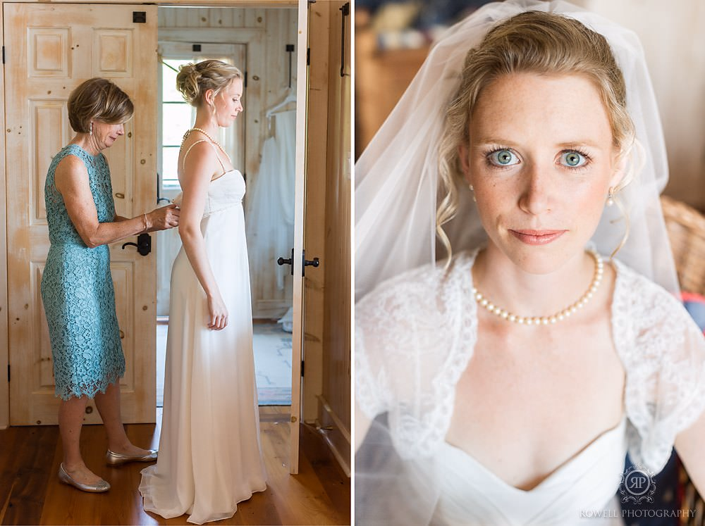 bride getting ready muskoka cottage wedding