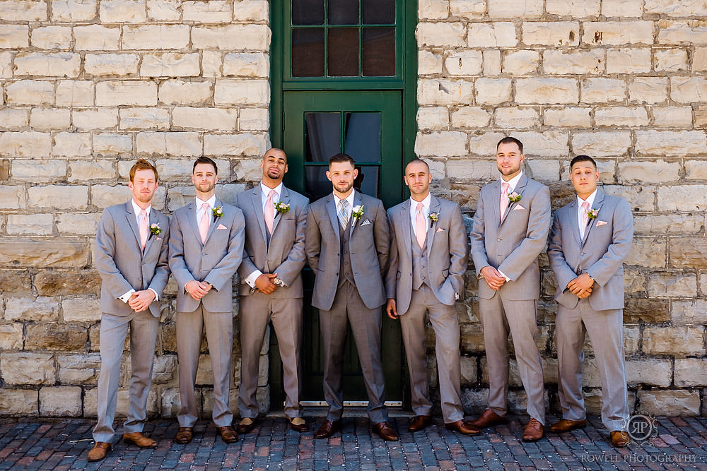 groomsmen portraits at distillery in toronto
