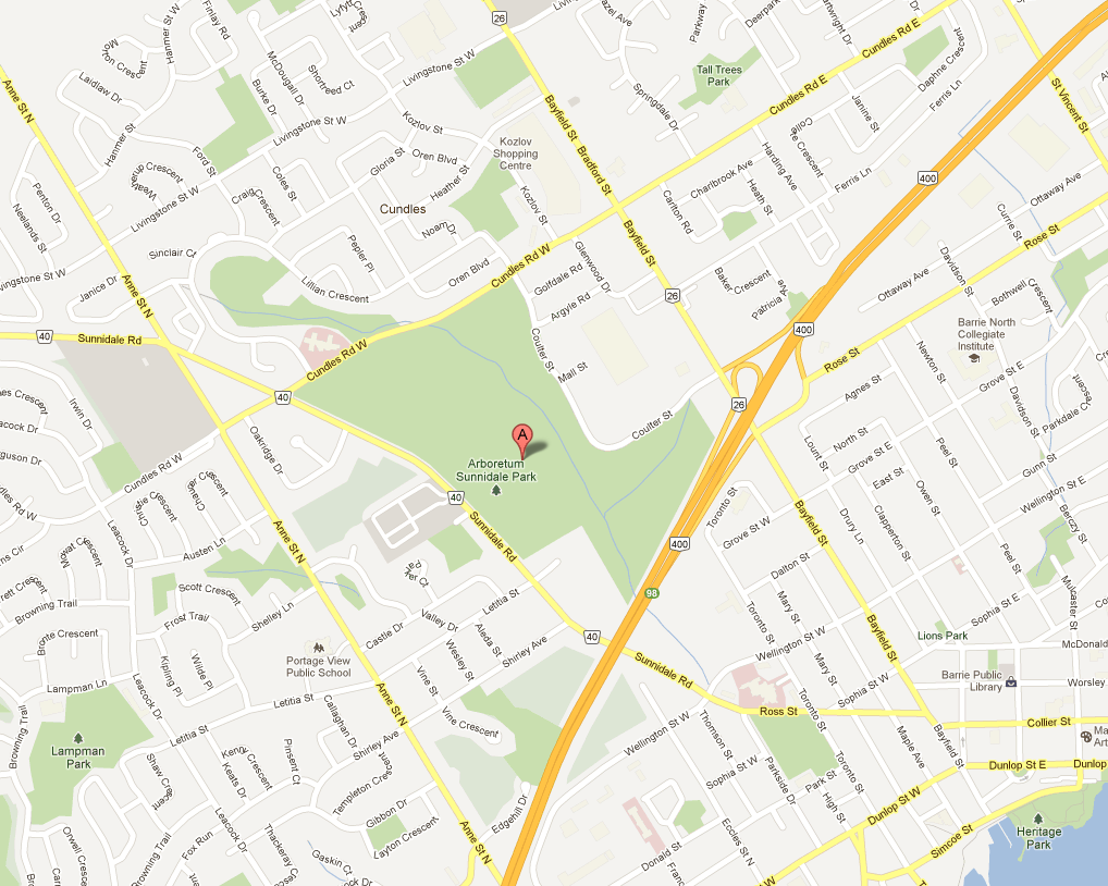 Map image of the location in Sunnidale park